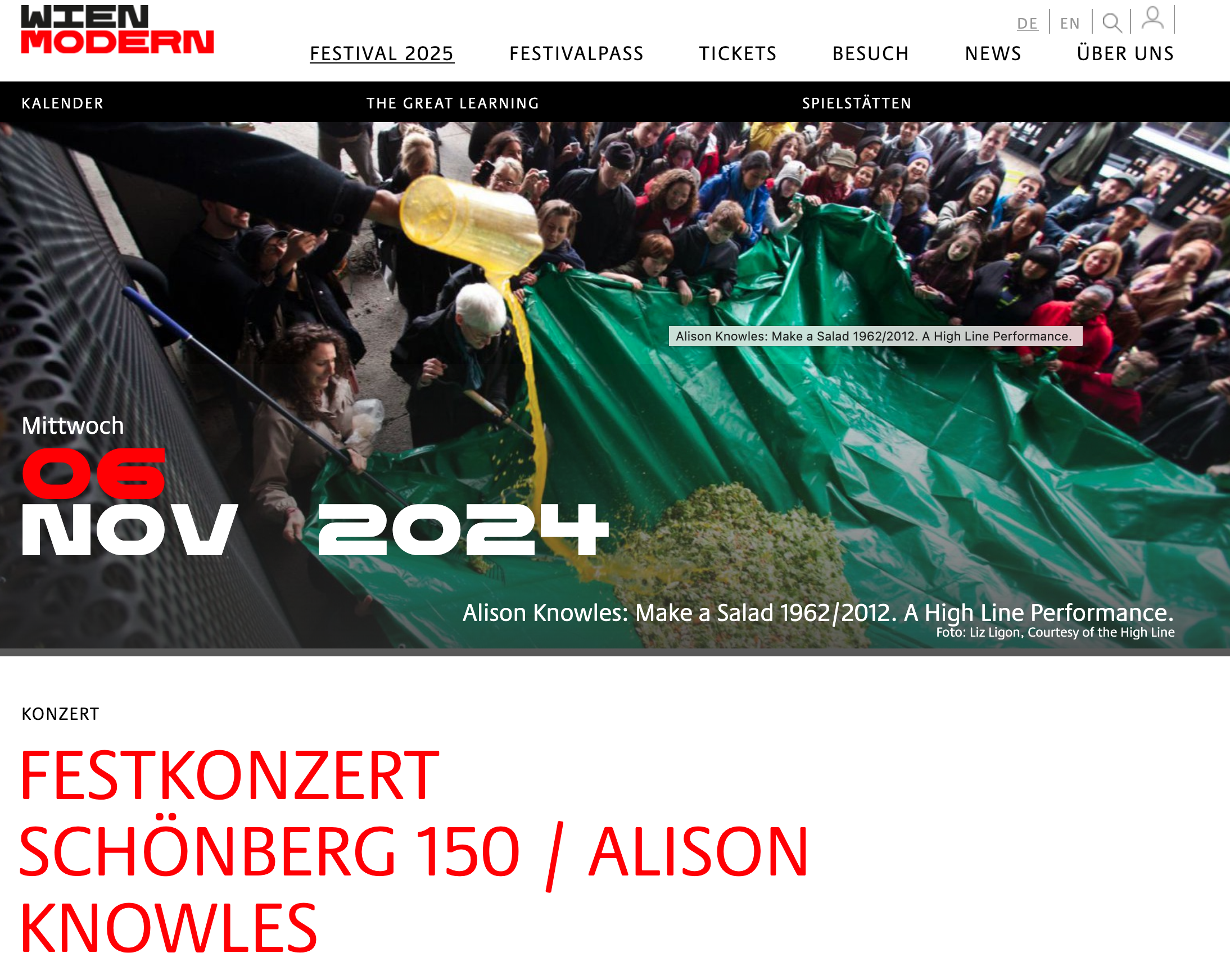 Alison Knowles: Make a Salad – Wien Modern 2024 (Foto: Liz Ligon)